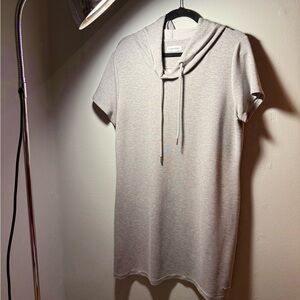 Calvin Klein Light Gray Short Sleeve Hoodie Dress